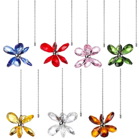 Adorno Colgante de Flor de Cristal Facetado Atrapasol para Ventanas Cadena para Ventilador de Techo Accesorio Decoración Hogar Jardín