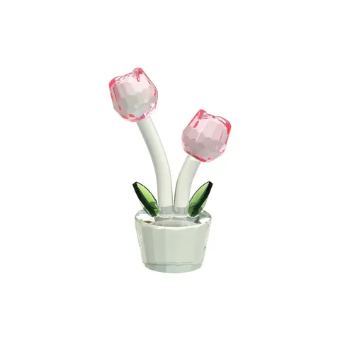 Luxe Léger Minimaliste Deux Tulipes Cristal Blanc Artisanat Bureau Salon Ornement De Fleur Artificielle