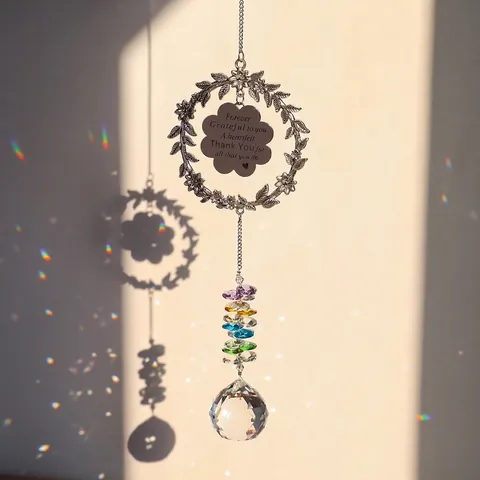 Silber Legierung Bergkristall Sonnenfänger Gedenkgeschenk Hundekranz Regenbogenmacher Kugel Herz Prisma Hängedeko Haus Dekor