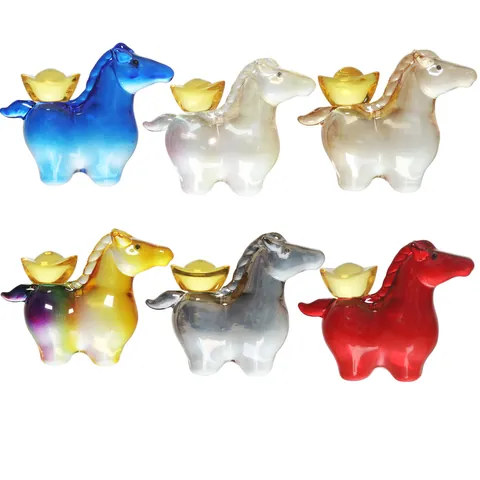 Licht Luxus Tier Kristall Pferd Ornament Reichtum Feng Shui Pferd mit Goldbarren Tierfigur für Wohnzimmer Dekoration