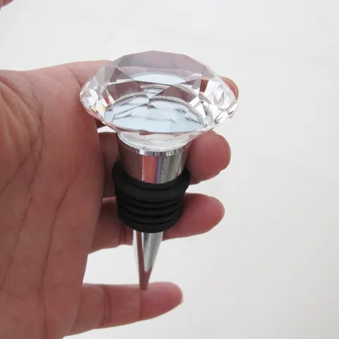 Crystal Diamond Wine Stopper Reusable Stainless Steel Bottle Plug Vacuum Sealer For Wedding Party Home Kitchen Bar Decor