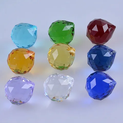 Faceted Crystal Ball Chandelier Pendants 40mm K9 Glass Hanging Drops DIY Suncatcher Prism Ornament For Wedding Party Home Decor