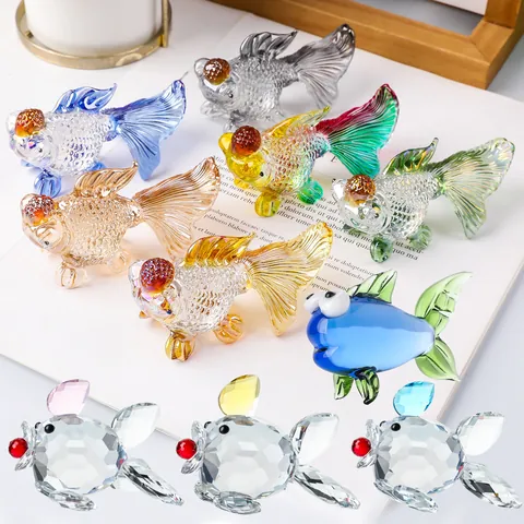 Pastoraler Cartoon Weißer Kristall Fisch Ornament Mini Karpfen Goldfisch Figur Für Heim Wohnzimmer Tisch Dekoration Kunst Geschenk
