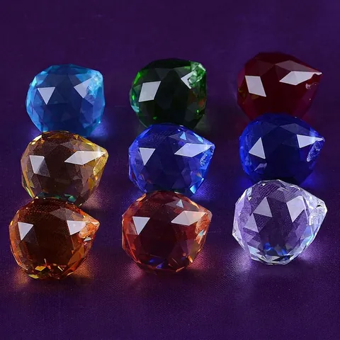 Faceted Crystal Ball Chandelier Pendants 40mm K9 Glass Hanging Drops DIY Suncatcher Prism Ornament For Wedding Party Home Decor