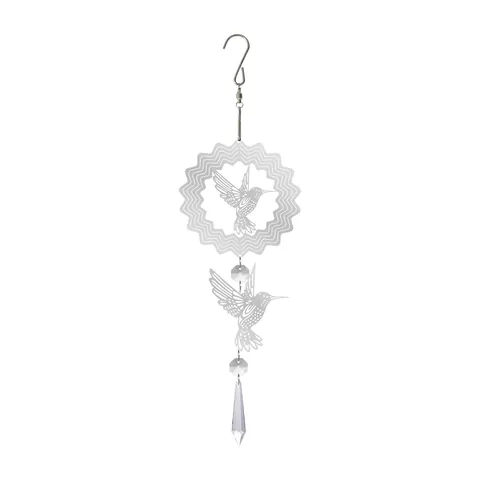 Attrape-Soleil en Cristal Carillon Éolien en Acier Inoxydable Papillon Colibri Arbre de Vie Pendentif Suspendu Décoration de Maison