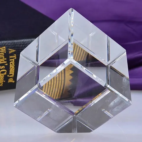 Grade A K9 Crystal Cube Beveled Edge Transparent Glass Block For Laser Engraving DIY Crafts Paperweight Home Desk Decoration Gift