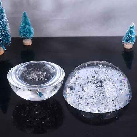 Polierter Kristall Halbkugel Briefbeschwerer Klarer Glasdom Ornament 3D Sonnensystem Blasen Design Desktop Deko Für Büro Haus