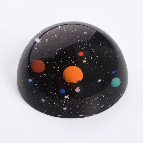 Polierter Kristall Halbkugel Briefbeschwerer Klarer Glasdom Ornament 3D Sonnensystem Blasen Design Desktop Deko Für Büro Haus