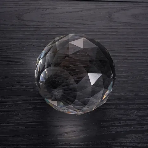 Ornamento de Bola de Vidrio de Cristal Facetado Grande Pisapapeles Esférico Geométrico Transparente para Oficina Hogar Regalo de Empresa