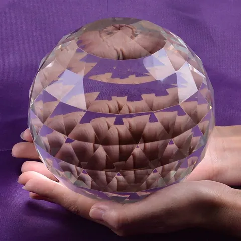 Ornamento de Bola de Vidrio de Cristal Facetado Grande Pisapapeles Esférico Geométrico Transparente para Oficina Hogar Regalo de Empresa