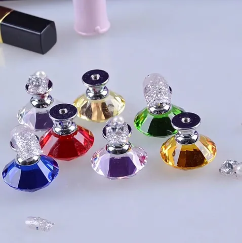 Diamantform Künstlicher Kristall Schrankknöpfe Legierung Basis Möbel Schublade Griffe Mit Schrauben Für Kleiderschrank Deko