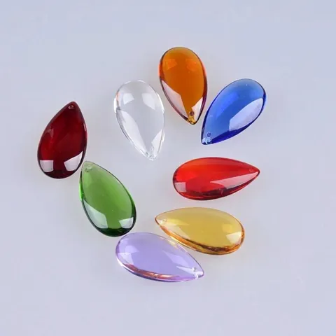 Smooth White Crystal Glass Teardrop Loose Beads Large Flat Water Drop Pendant For DIY Jewelry Making Multicolor Polished Crystal Beads
