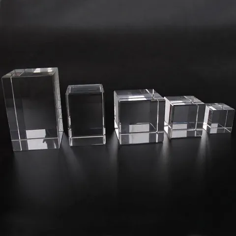 A-Grade Clear Artificial Crystal Cube Block For 3D Laser Internal Engraving DIY Photography Props Geometric Paperweight Desk Ornament
