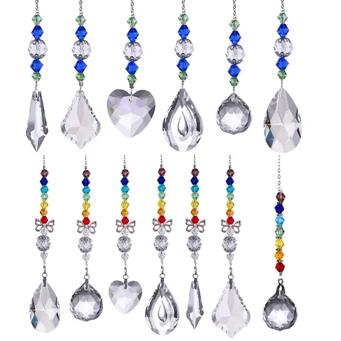 Butterfly Crystal Suncatcher Hanging Ornament Prism Pendant For Window Home Decor Faceted Glass Ball Rainbow Maker Heart