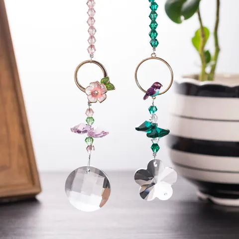 Crystal Suncatcher Christmas Pendant Hanging Decor Crystal Moon Angel Flower Window Decor Ornament Rainbow Maker