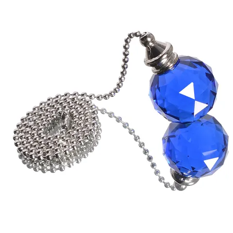 Crystal Faceted Ball Ceiling Fan Pull Chain Ornament Pendant With Metal Bead Chain For Lamp Light DIY Home Decor