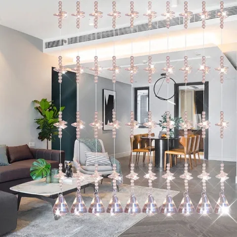 Lujo Moderno Cortina de Cuentas de Cristal Blanco Colgante Champagne Bola de Diamante Ornamento Colgante Para Sala de Estar Pasillo Decoración