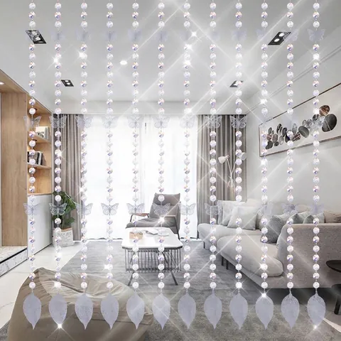 Lujo Moderno Cortina de Cuentas de Cristal Blanco Colgante Champagne Bola de Diamante Ornamento Colgante Para Sala de Estar Pasillo Decoración
