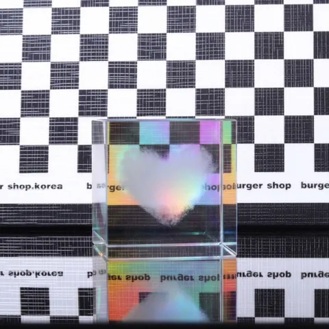 3D Laser Engraving K9 Crystal Cube Ornament Transparent Rainbow Decorative Photography Props Cloud Heart Moon Galaxy Pattern