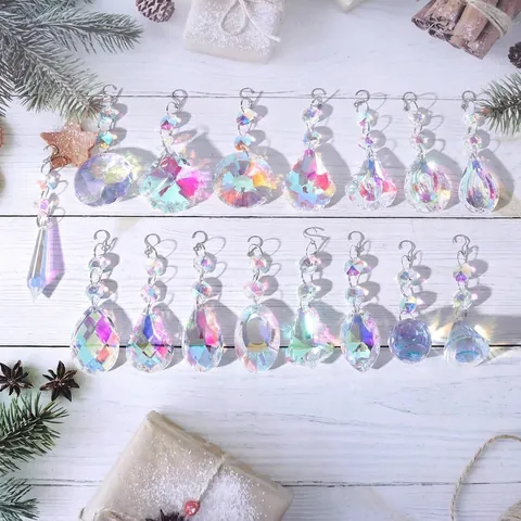 Kristall Sonnenfänger AB Farbe Prisma Hängender Anhänger Mit Metallhaken Facettiertes Glas Ornament Für Garten Fenster Haus Dekoration