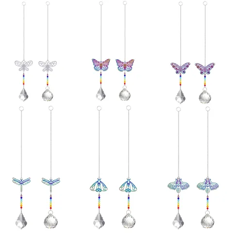 Suncatcher Kristall Anhänger Regenbogenmacher Bunter Metall Schmetterling Zikade Motte Libelle Garten Dekoration Fenster Hängende Ornamente Geschenk