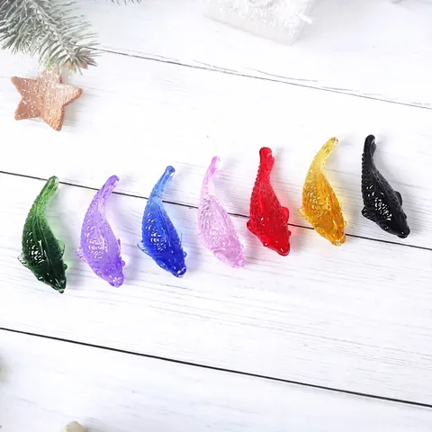 Colorful Crystal Fish Figurine Glass Animal Sculpture Home Table Decor Lucky Feng Shui Fish Ornament Statue Gift