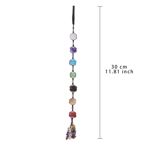 Adorno Colgante para Coche de Piedra de Cristal Natural Bohemio Hecho a Mano en Macramé Chakra Colgante de Piedra Preciosa Decoración de Pared