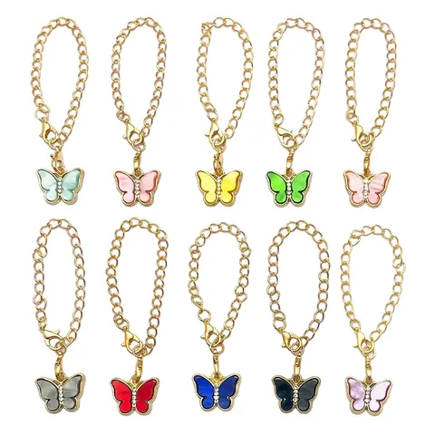 Ciondolo Accessorio per Tazza a Farfalla in Lega Strass Smalto Portachiavi Dolce Ciondolo per Bicchiere Catena per Donna Ragazza Gioielli