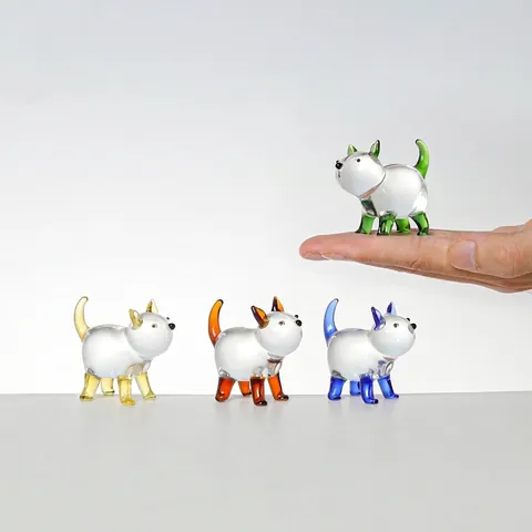 Transparent Weiße Kristall Hund Figur Bunte Glas Welpe Miniatur Statue Desktop Skulptur Tier Ornament Zuhause Deko Geschenk