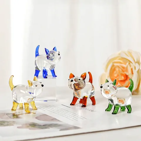 Transparent Weiße Kristall Hund Figur Bunte Glas Welpe Miniatur Statue Desktop Skulptur Tier Ornament Zuhause Deko Geschenk