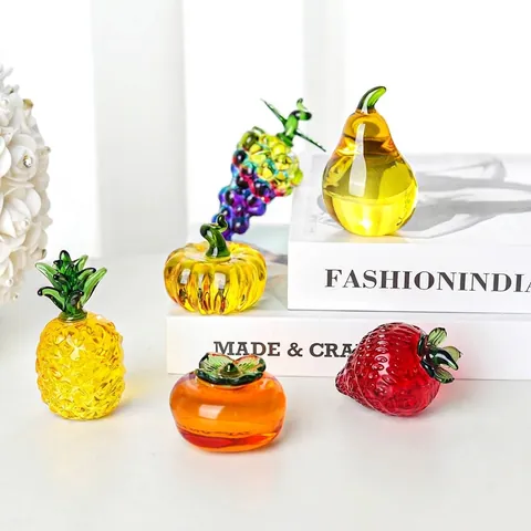 Kristall Frucht Figuren Mini Glas Erdbeere Ananas Kürbis Ornamente Für Zuhause Tischdeko Leichter Luxus Geschenk