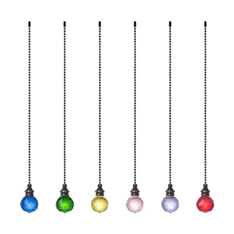 Crystal Ball Ceiling Fan Pull Chain Ornament Faceted Clear Colorful Crystal Pendant With Metal Bead Chain For Home Yard Decor