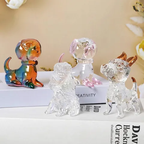 Statuetta in Cristallo a Forma di Cane Dodici Animali dello Zodiaco Statua in Vetro Artigianale Ornamento da Scrivania Decorazione Casa Regalo