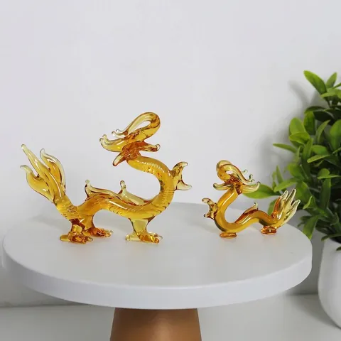 Amber White Crystal Soaring Dragon Figurine Chinese Zodiac Animal Sculpture For Home Office Desktop Decor Housewarming Gift
