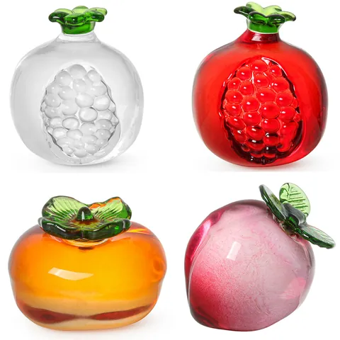 Moderner Künstlicher Kristall Frucht Ornament Simulation Granatapfel Persimone Pfirsich Dekorative Briefbeschwerer Figur Für Heim Desktop Wohnzimmer Dekor