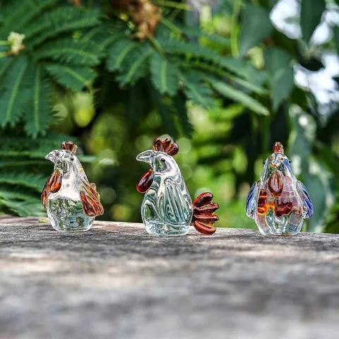 Statuetta Gallo in Cristallo Cartone Animato Dodici Segni Zodiacali Vetro Animale Ornamento da Scrivania Gallo Regalo
