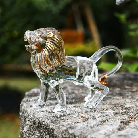 Modern Light Luxury White Crystal Animal Ornament Gilt Elephant Lion Rhino Frog Desktop Decorative Craft Home Decor