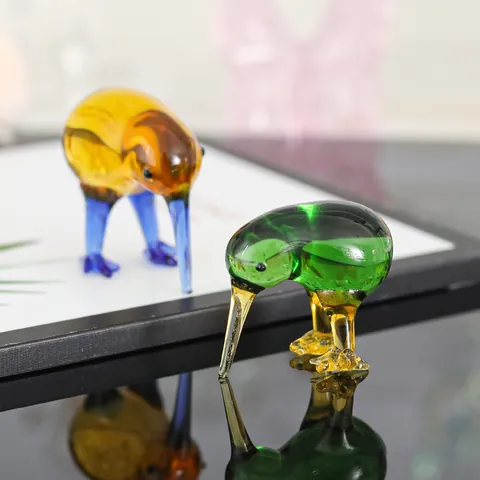 Figurine d'Oiseau Cygne en Cristal Statue d'Animal en Verre Transparent Décoration de Table de Bureau Ornement en Cristal