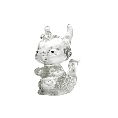 Figurine de Dragon en Cristal Décoration de Bureau Animal Mignon Petit Ornement Couleur Dorée Statue en Verre Cadeau Salon Maison
