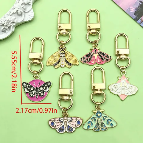 Emaille Schmetterling Motte Schlüsselanhänger Legierung Blume Herz Anhänger Schlüsselring Für Damen Studenten Schultaschen Dekoration Muttertagsgeschenk
