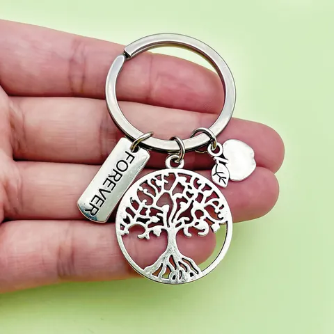 Llavero Árbol De La Vida Aleación Plata Colgante Manzana Corazón Gracias Regalo Maestro Acción De Gracias Mujer