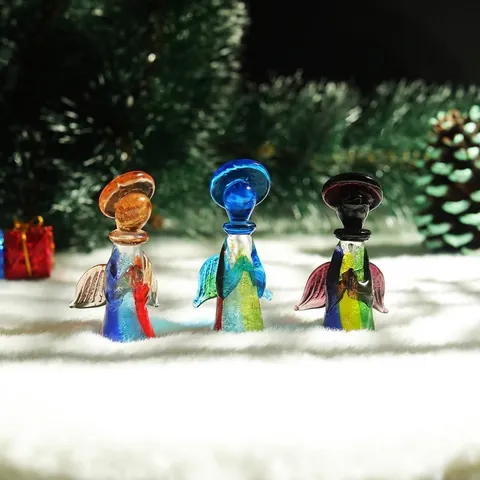 Figura de Ángel de Dibujos Animados en Miniatura Ornamento de Vidrio Templado Soplado a Mano para Decoración de Escritorio Hogar Accesorios de Coche Regalo de Cumpleaños