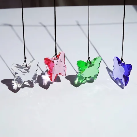 Crystal Butterfly Sun Catcher Pendant Rainbow Maker Prism Faceted Crystal Hanging Ornament For Garden Window Home Decor Gift
