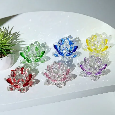 Kristall Lotus Kerzenhalter Künstliches Glas Lotusblume Ornament Für Home Decor Wohnzimmer Tisch Centerpiece Dekoration