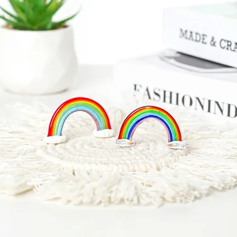 Miniature Glass Rainbow Figurine Handmade Zibo Murano Glass Rainbow Paperweight With Cloud Base For Home Decor Car Accessory Gift