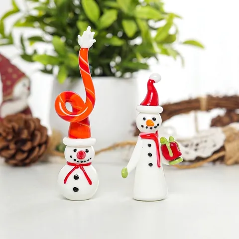 Figura de Papá Noel Muñeco de Nieve de Cristal Hecho a Mano Adorno de Micro Paisaje de Navidad Cristal Minimalista Regalo de Fiesta Decoración de Escritorio de Sala