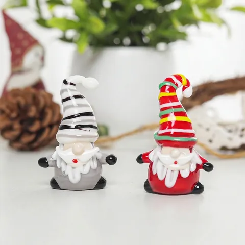 Figura de Papá Noel Muñeco de Nieve de Cristal Hecho a Mano Adorno de Micro Paisaje de Navidad Cristal Minimalista Regalo de Fiesta Decoración de Escritorio de Sala