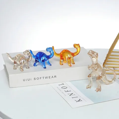 Luxury Cartoon Dinosaur Crystal Ornament Glass Triceratops Brachiosaurus Figurine Tabletop Decorative Animal Statue Collectible Gift