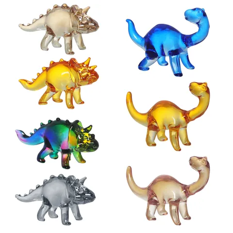 Luxury Cartoon Dinosaur Crystal Ornament Glass Triceratops Brachiosaurus Figurine Tabletop Decorative Animal Statue Collectible Gift