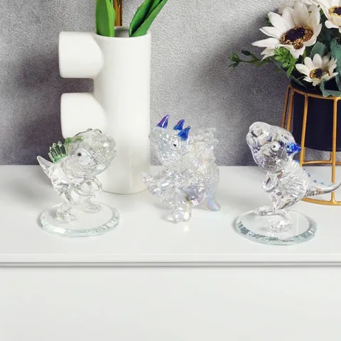 Handgemaakte Kristallen Dierenbeeldjes Bergkristal Glas Dinosaurus Sneeuwpop Olifant Standbeeld Kerst Tafel Decor Kunst Ambacht Cadeau